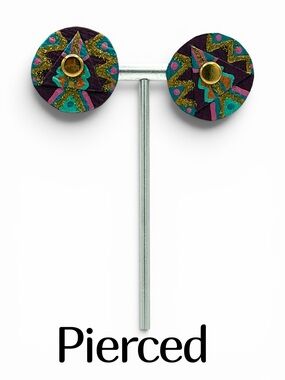 Creative Magic Post Earrings Handmade Purple Blue Gold Sparkle Designs Jewelry
